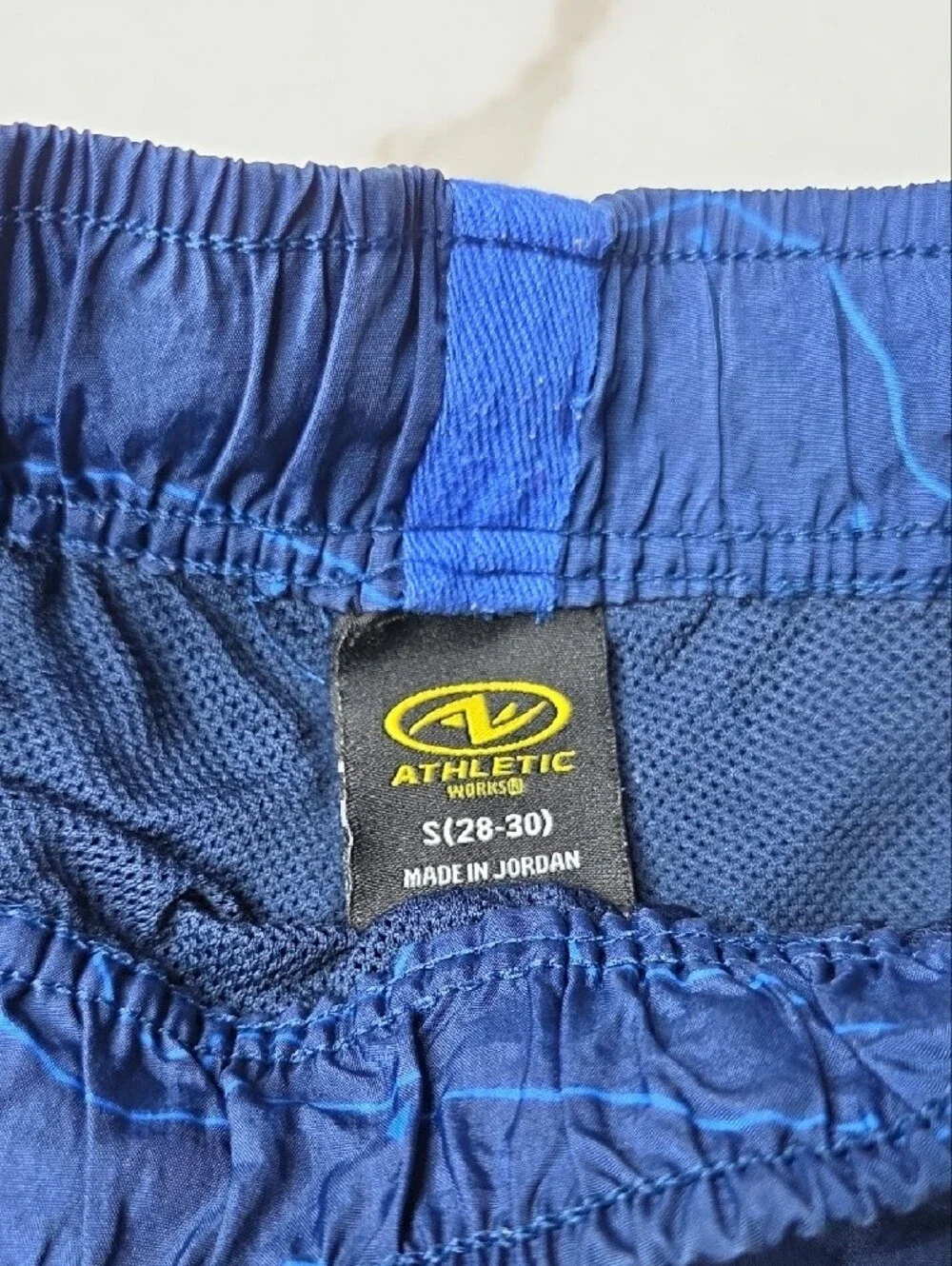 Men's Navy Patterned Quick-Dry Swim Trunks with Drawstring Waist (2pck)